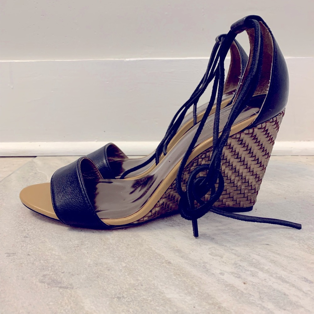 Coach Braided Copper Wedges with Black Ankle Ties